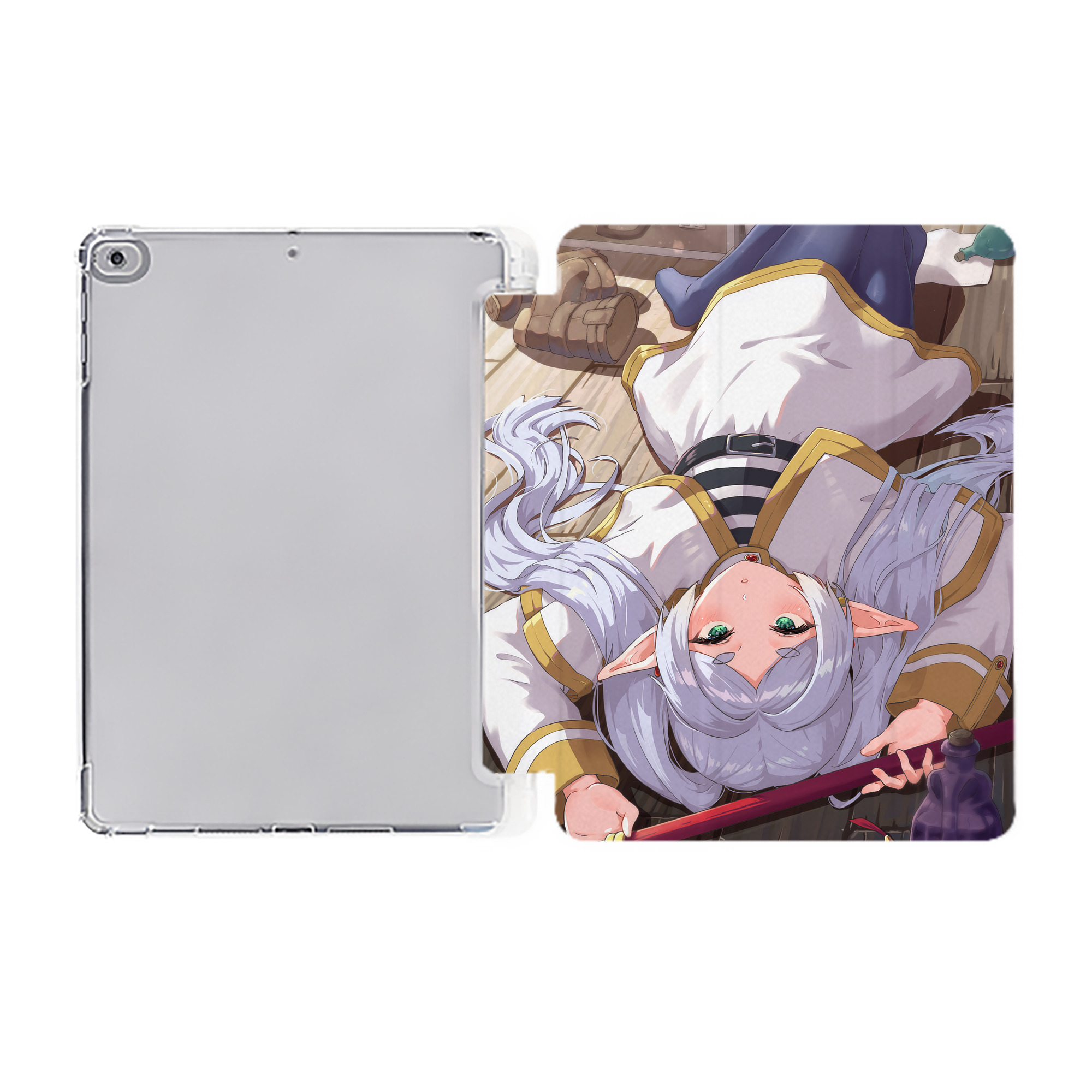 （画像用） 葬送のフリーレン Frieren IPad ケース ペン収納付き 三つ折りスタンド PUレザー×シリコン 対応機種9.5/10.5/10.9インチ